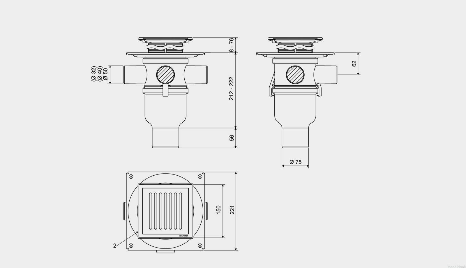 80240075--Zestaw-odpływowy-kwadratowy-ClassicLine-Column-z-pionowym-wylotem-75-mm-i-bocznymi-przyłączami-Unidrain-MoodNook_3