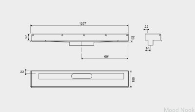 Desagüe lineal 1003 1200 Brida derecha Pared acero