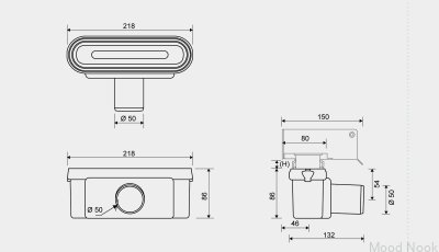 Módulo de desagüe con salida horizontal 50 mm con sifón extraíble
