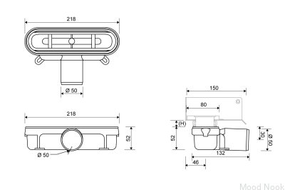 Módulo de desagüe con salida horizontal de 50 mm con barrera mecánica antiolores