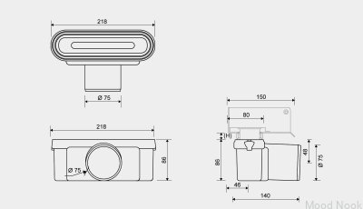 Módulo de desagüe con salida horizontal 75 mm con sifón extraíble