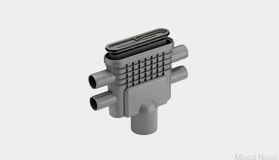 Módulo de desagüe con salida vertical 75 mm con sifón extraíble y cuatro conexiones laterales