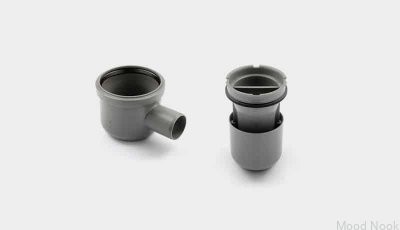 Módulo de desagüe de esquina con salida horizontal de 50 mm con sifón extraíble