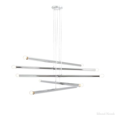 Lampa wisząca Tubo 10 Metalowa Srebrna Chromowana
