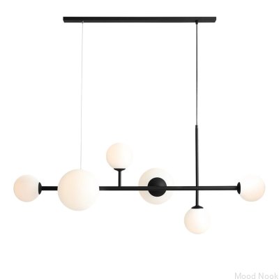 Lámpara colgante Dione 6 con tira de metal negra