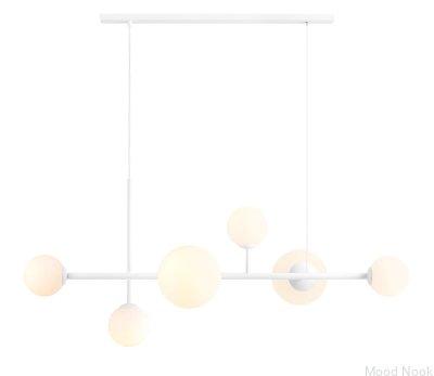 Lámpara colgante Dione 6 con tira de metal blanca