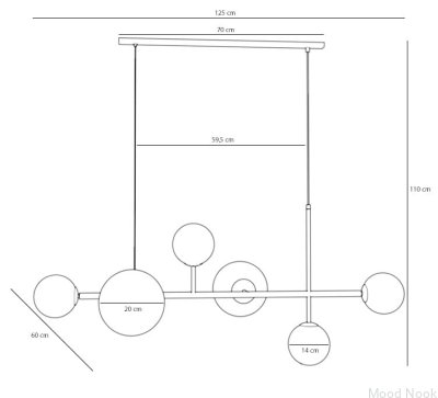 Lampa wisząca Dione 6 Listwa Metalowa Biała