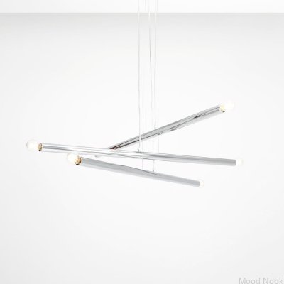 Lampa wisząca Tubo 6 Metalowa Srebrna Chromowana
