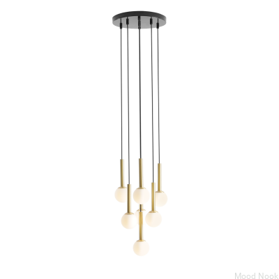Lampa wisząca Riu 7 Ring Mosiężna z Czarnym
