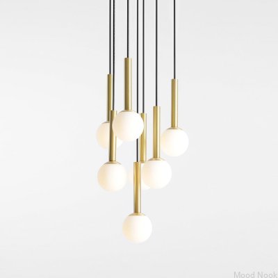Lampa wisząca Riu 7 Ring Mosiężna z Czarnym