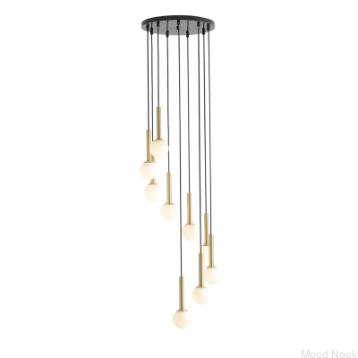 Lampa wisząca Riu 9 Ring Mosiężna z Czarnym