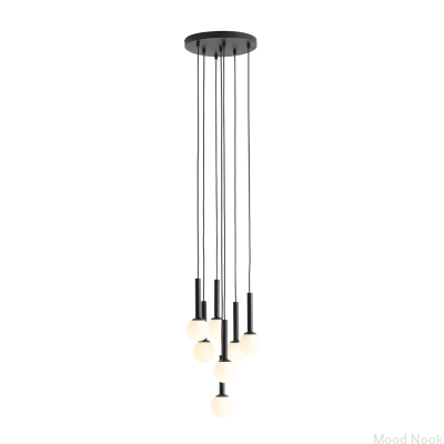 Lampa wisząca Riu 7 Ring Metalowa Czarna