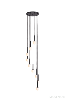 Lampa wisząca Riu 9 Ring Metalowa Czarna