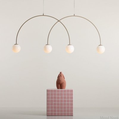 Lampa wisząca Una 4 L Metalowa Beżowa