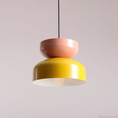 Lampa wisząca Tula Metalowa Musztardowa z Koralowym