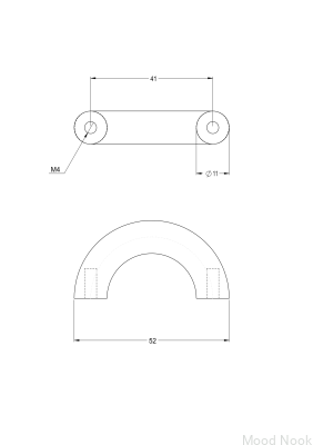 Arch 052 41 avlångt möbelhandtag, polerad mässing, olackerad