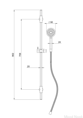 Barra de ducha con soporte de pared regulable ARM100 Latón Plata Cromo
