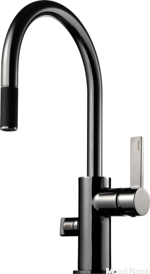 Grifo de cocina con caño extraíble y válvula para lavavajillas ARM385 Latón Cromo Negro