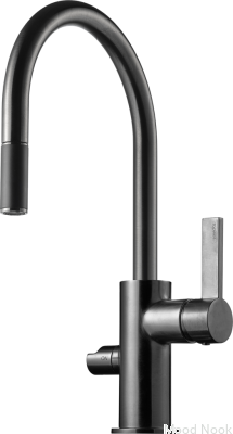 Grifo de cocina con caño extraíble y válvula para lavavajillas ARM385 Latón Cromo Cepillado Negro