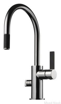 Grifo de cocina con caño extraíble y válvula para lavavajillas ARM385 Latón Cromo Plateado con Acabado Negro