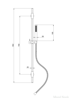 Barra de ducha con soporte de pared regulable TVM100 Latón Cromo Negro Cepillado