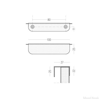 Puxador para móveis Edit 100 edge, latão, marrom, escovado