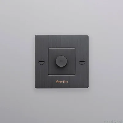 LED Cross 1G 250W Dimmer med Logotyp, Mässing, Bränd Brons, Europeisk Standard