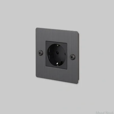 Enkeluttag utan logotyp Typ F Linjär 1G Mässing Bränd brons Europeisk standard