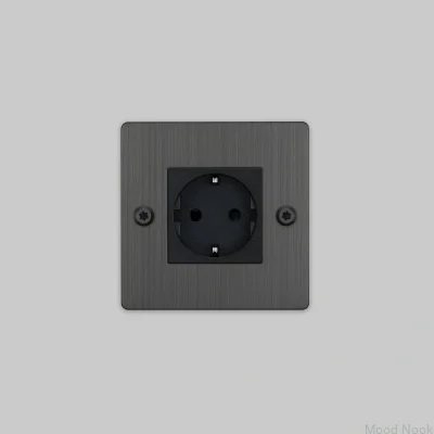 Enkeluttag utan logotyp Typ F Linjär 1G Mässing Bränd brons Europeisk standard