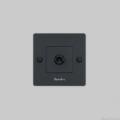 Enkelbrytare med logotyp Linjär 1G Stål Svart Europeisk standard