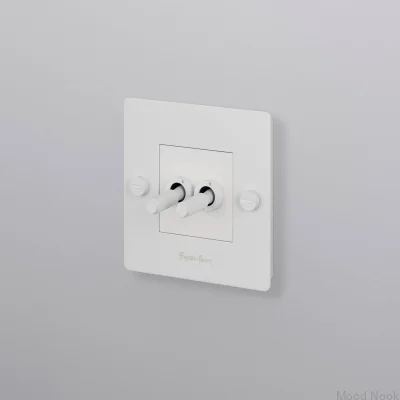 Dubbelströmbrytare med Cross 1G-logotyp, stål, vit, europeisk standard