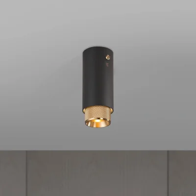 Takspotlight med korsformad avgasrör, stål, grafit, med mässing