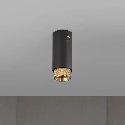 Takspotlight med korsformad avgasrör, stål, grafit, med mässing