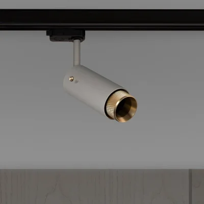 Avgasskensstrålkastare stålgrå med mässing