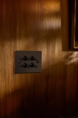 Detalj Linjär Bränd Brons Mässingsbrytare Dekorativt Kit