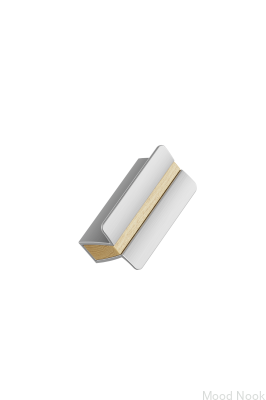 Uchwyt meblowy podłużny Papillon 32 Aluminiowy Srebrny z Drewnem Dębowym