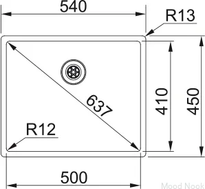 Раковина-коробка BXX 210/110-50, сталь, серебристая, матовая