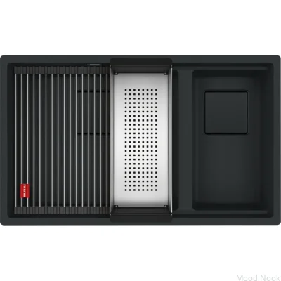 Мойка Kanon KNG 160-46-21 с краном Active Twist и выдвижным изливом, матово-черная