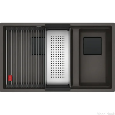 Раковина Kanon KNG 160-46-21 Fragranite Slate Gray с чёрным