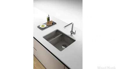 Кухонная мойка Maris MRG 160-34-15, маленькая сливная горловина, левая, цвет Fragranite, цвет Slate Gray