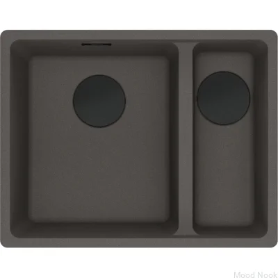 Кухонная мойка Maris MRG 160-34-15, маленькая сливная горловина, правая, Fragranite, цвет Slate Gray с черным