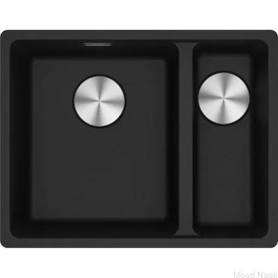 Кухонная мойка Maris MRG 160-34-15, маленькая сливная горловина, правая, цвет Fragranite Black