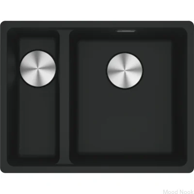 Раковина Maris MRG 160-34-15 с небольшим крылом для сушки слева, цвет Fragranite Black Matt