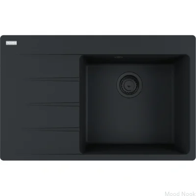 Мойка Centro CNG 611-78, левосторонняя сушка, цвет Fragranite Matt Black с черным
