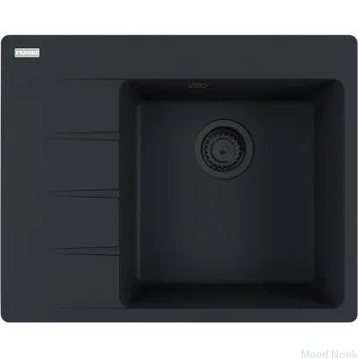 Мойка Centro CNG 611-62, левосторонняя сушка, цвет Fragranite Matt Black с черным