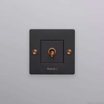 Enkelbrytare med Cross 1G-logotyp, svart med varm solnedgång, europeisk standard