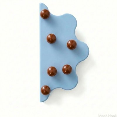 Puxador para móveis Mare 200 com borda azul de aço e bolinhas marrons