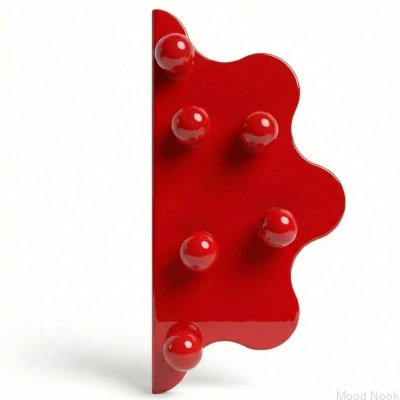 Mare 200 Puxador para móveis com bordas vermelhas e esferas vermelhas