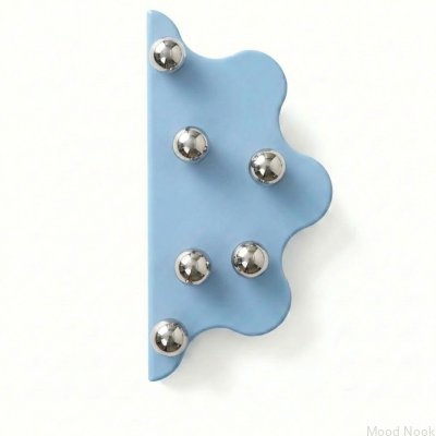 Mare 200 Puxador para móveis com borda azul de aço e bolas prateadas