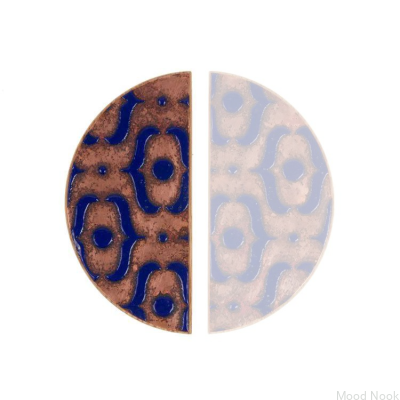 Möbelhandtag Mönster I 100 Koppar Emaljerad Ultramarin med Ekträ Hårdolja Färglös Halvmatt